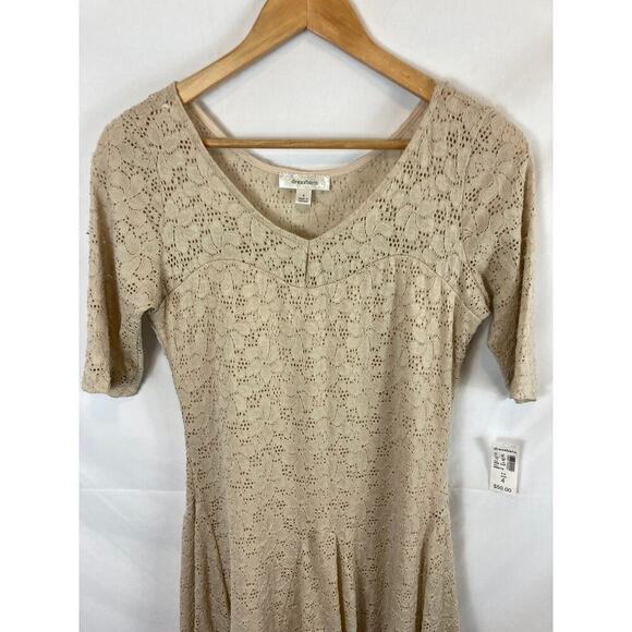 NWT Dressbarn Floral Knit Dress Tan Size 4 - Picture 2 of 7